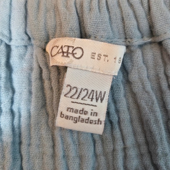 Cato Gauze Cotton Boho Tassel Button Blouse Blue 22/24W Plus Size Beach Coastal - Picture 6 of 9